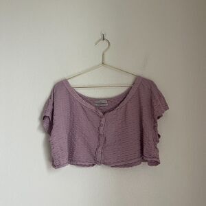 Urban Outfitters Women's Crop Button Down Top in Mauve Size MEDIUM